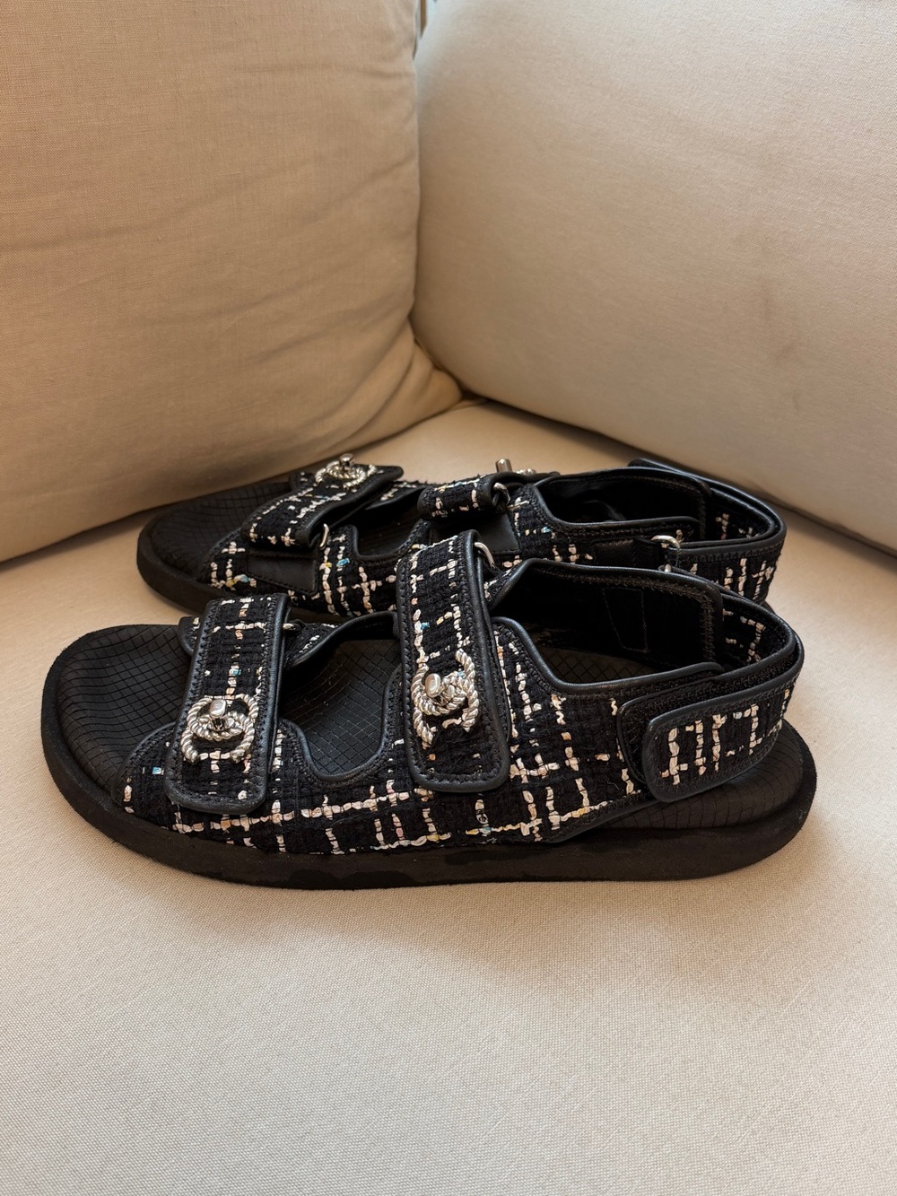 Chanel Tweed CC Sport Sandals